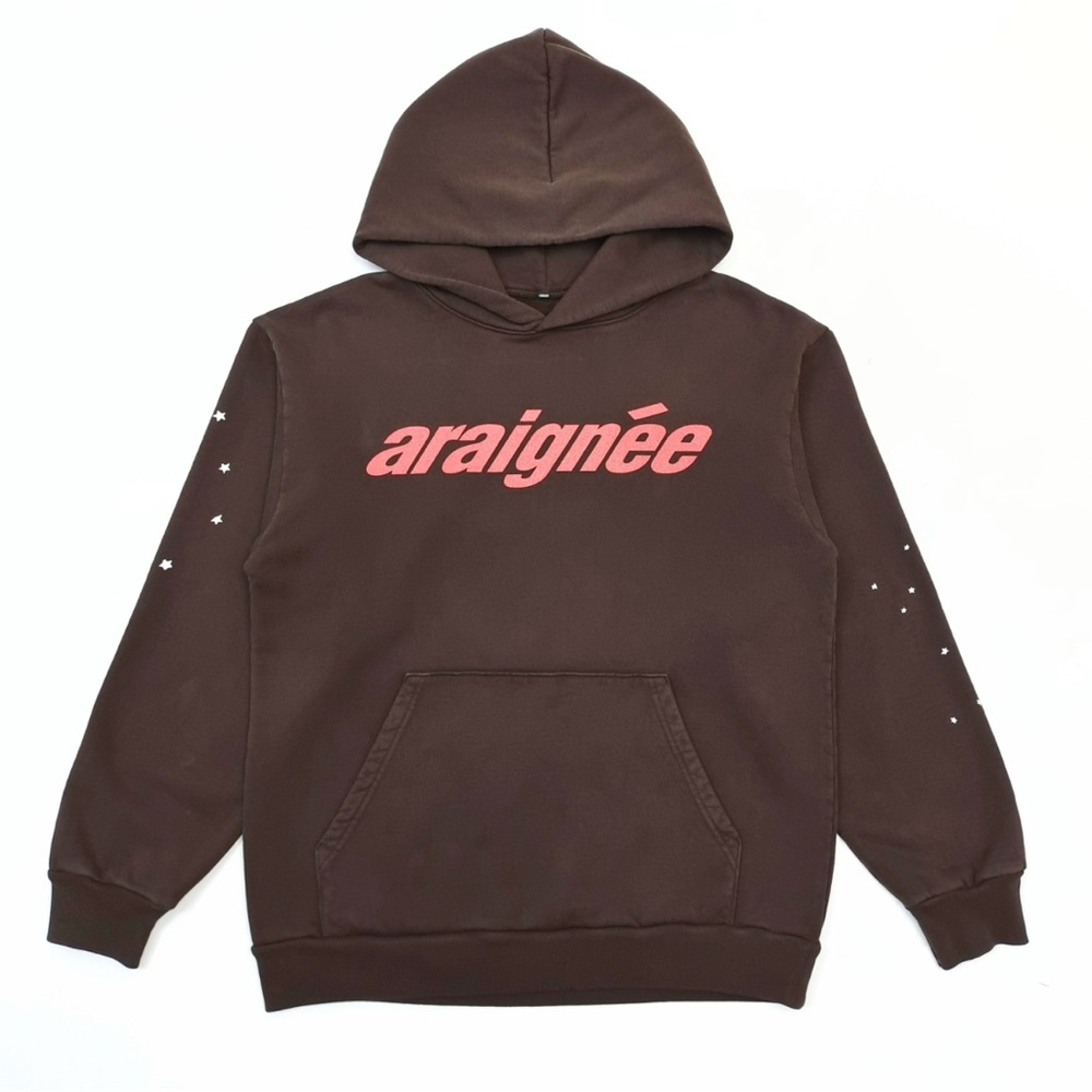 Brown Sweatshirt with Graphic Sleeves and Hood
